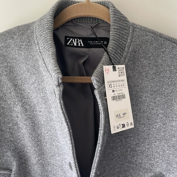 Zara Women's Heather Gray Bomber Jacket xs - Picture 3 of 4